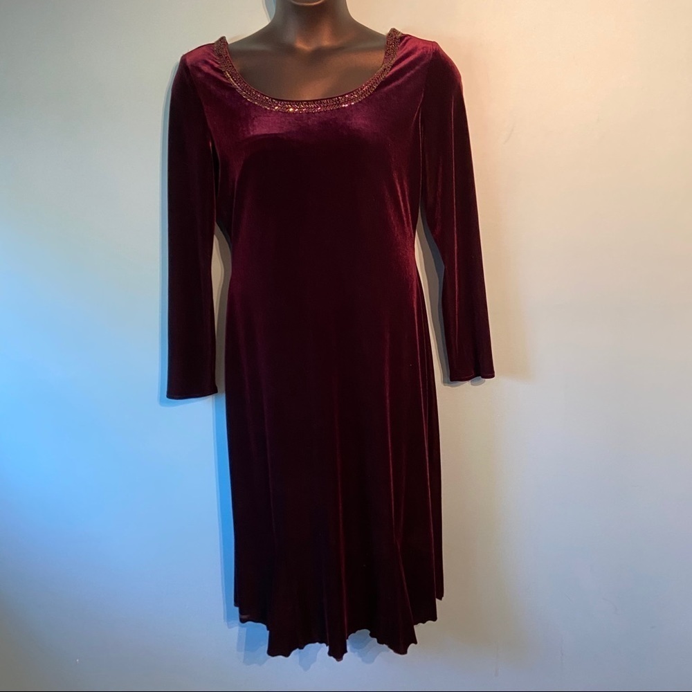 Crimson ‎ purple velvet dress